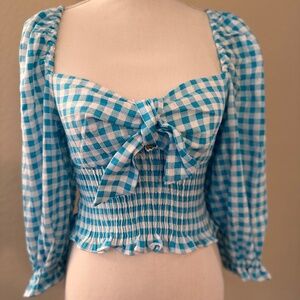 Zara XS GINGHAM BOW TOP